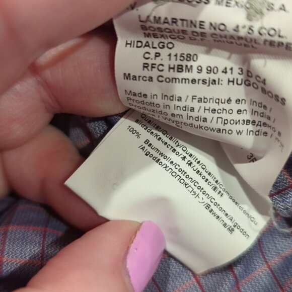 Hugo Boss regular fit purple with pink stripe plaid long sleeve dress shirt - Picture 8 of 8